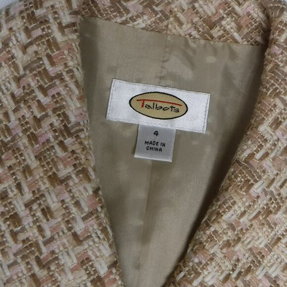 Talbots Tweed Multi Shade Biege/Pink Lined Jacket - Picture 3 of 4